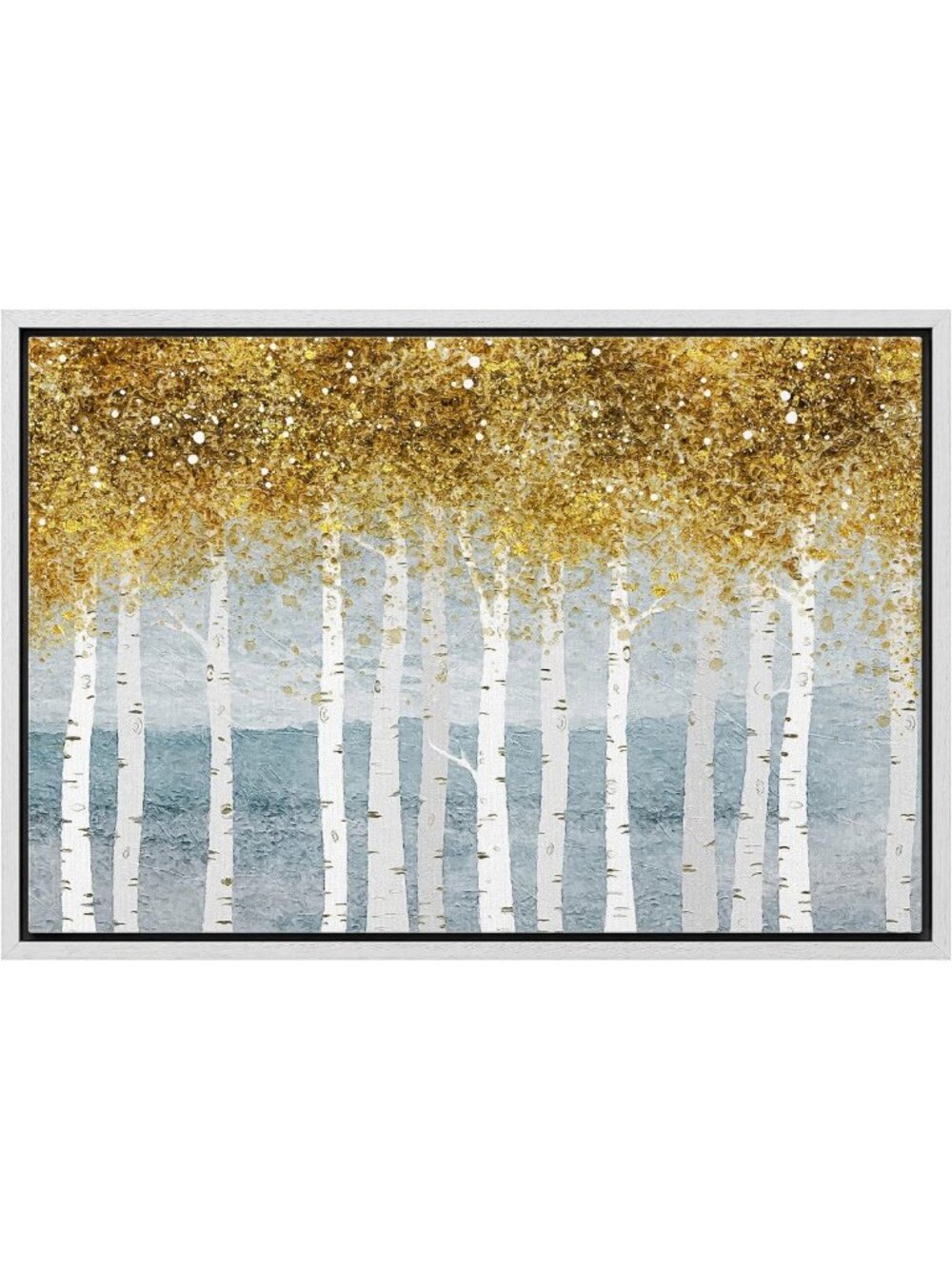 Rustic Gold Teal Pastel Canvas Wall Art - Autumn Forest Landscape Print 24"x36
